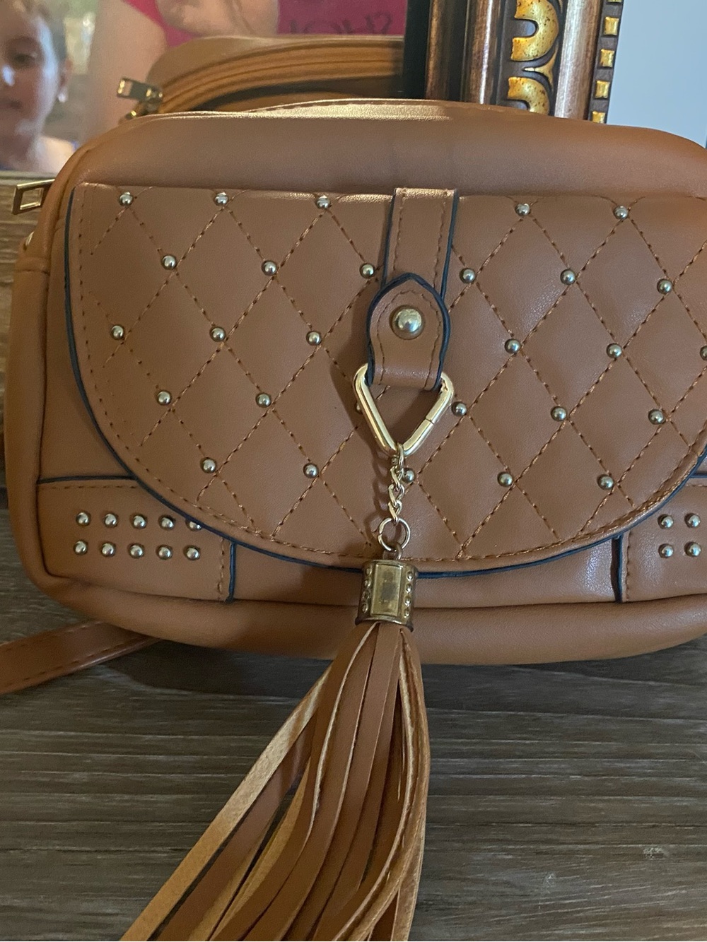 Quilted Tassel Crossbody Bag in Brown
